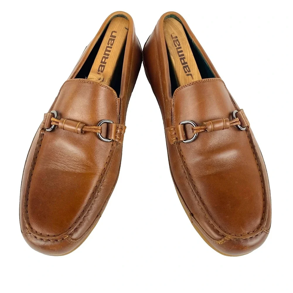Clarks Collection Leather Driving Mocs Mens 9 M British Tan Loafers Slip On Fine